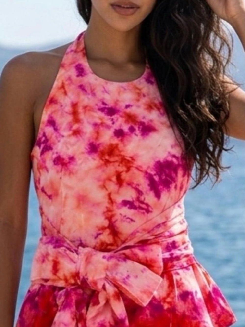 Trina Turk Pink and Red Tie-Dye Silk‎ Halter Top!